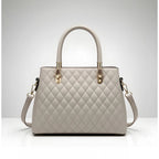 Women's PU Leather Solid Shoulder Zipper Handbag (Grey)