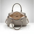 Women's PU Leather Solid Shoulder Zipper Handbag (Grey)