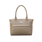Women's PU Leather Solid Shoulder Zipper Handbag (Beige)