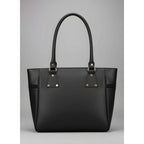 Women's PU Leather Solid Shoulder Zipper Handbag (Black)