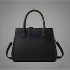 Women's PU Leather Solid Shoulder Zipper Handbag (Black)