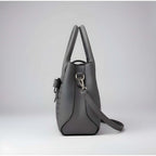 Women's PU Leather Solid Shoulder Zipper Handbag (Grey)