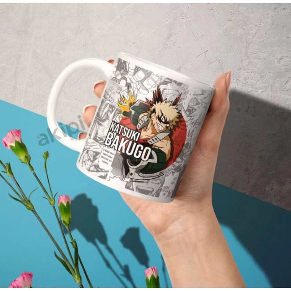 Anime Katsuki Bakugo Ceramic Printed Coffee Mug (White)