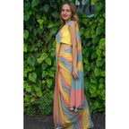 Women's Linen Printed Saree With Unstitched Blouse 5.5Mtr (Multicolor)