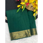 Women's Vichitra Silk Printed Saree With Unstitched Blouse 5.5Mtr (Green)