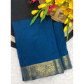 Women's Vichitra Silk Printed Saree With Unstitched Blouse 5.5Mtr (Rama)
