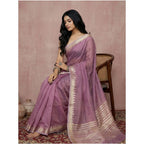 Women's Cotton Printed Saree With Unstitched Blouse 5.5Mtr (Purple)