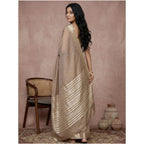 Women's Cotton Printed Saree With Unstitched Blouse 5.5Mtr (Beige)