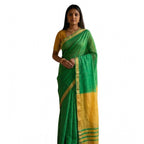 Women's Cotton Printed Saree With Unstitched Blouse 5.5Mtr (Green)