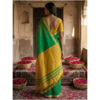 Women's Cotton Printed Saree With Unstitched Blouse 5.5Mtr (Green)