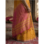 Women's Cotton Printed Saree With Unstitched Blouse 5.5Mtr (Yellow)