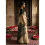 Women's Cotton Printed Saree With Unstitched Blouse 5.5Mtr (Beige)