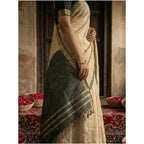 Women's Cotton Printed Saree With Unstitched Blouse 5.5Mtr (Beige)