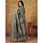 Women's Silk Blend Printed Saree With Unstitched Blouse 5.5Mtr (Green)