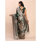 Women's Banarasi Silk Printed Saree With Unstitched Blouse 5.5Mtr (Green)
