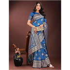 Women's Silk Printed Saree With Unstitched Blouse 5.5Mtr (Sky Blue)