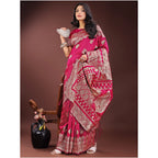 Women's Silk Printed Saree With Unstitched Blouse 5.5Mtr (Magenta)
