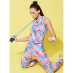 Women's Polyester Lycra Printed Sleeveless Active Wear (Multicolor)