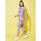Women's Polyester Lycra Printed Sleeveless Active Wear (Multicolor)