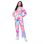 Women's Polyester Printed 3-4th Sleeve Co-Ord Set (Multicolor)