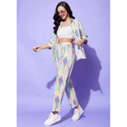Women's Polyester Floral 3-4th Sleeve Co-Ord Set (Multicolor)