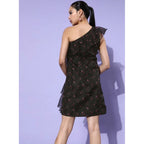 Women's Organza Tiered Sleeveless Dress (Black)