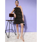 Women's Organza Tiered Sleeveless Dress (Black)