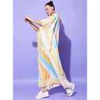 Women's Satin Colour Blocking Kaftan Dress (Multicolor)