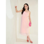 Women's Georgette Ombre Sleeveless Dress (Peach)