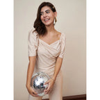 Women's Polyester Shimmer Self Design Short Sleeve Jumpsuit (Gold)