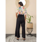 Women's Polyester Floral Half Sleeves Jumpsuit (Multicolor)