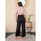 Women's Polyester Floral Half Sleeves Jumpsuit (Multicolor)