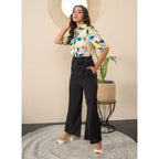 Women's Polyester Floral Half Sleeves Jumpsuit (Multicolor)