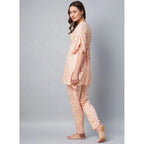 Women's Rayon Tie And Dye Kaftan Sleeve Night Suit (Multicolor)