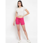 Women's Cotton Solid Elasticated Shorts (Pink)