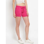 Women's Cotton Solid Elasticated Shorts (Pink)
