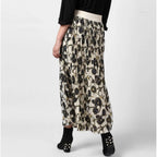 Women's Georgette Chain Print Elasticated Skirt (Cream-Black)