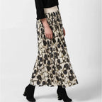 Women's Georgette Chain Print Elasticated Skirt (Cream-Black)