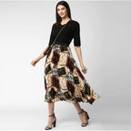 Women's Satin Pleated Elasticated Skirt (Multicolor)
