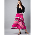 Women's Satin Pleated Elasticated Skirt (Pink)