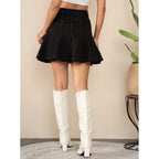 Women's Denim Washed Buttoned Skirt (Black)