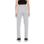 Women's Cotton Solid Elasticated Track Pants (Light Grey)