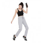 Women's Cotton Solid Elasticated Track Pants (Light Grey)