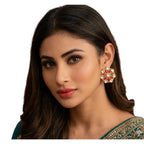 Women's Zinc Alloy Gold Plated Stud Earrings (Multicolor)