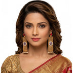 Women's Zinc Alloy Gold Plated Dangler Earrings (Multicolor)