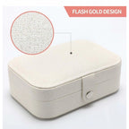 PU Leather Solid Jewelry Storage Box (White-Cream)