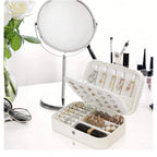 PU Leather Solid Jewelry Storage Box (White-Cream)