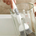 TPR-Plastic Solid Electric Liquid Soap Dispensing Cleaning Brush with Handle (Grey-White)