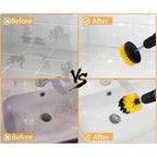Pack Of 4 Plastic Solid Power Drill Scrub Brush Cleaning Set (Yellow-Black)