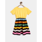 Girl's Cotton Striped Short Sleeve Dress (Multicolor)